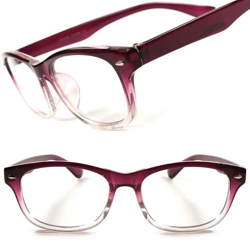 Two Tone Stunning Vintage Retro Smart Nerd Womens Clear Lens Glasses Frame E64D
